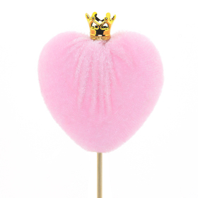 Hart Love Queen 7cm op 50cm stok roze