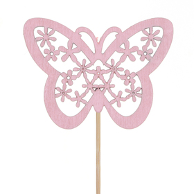 Butterfly Shirley 6x4,5cm on 11cm stick FSC* pink