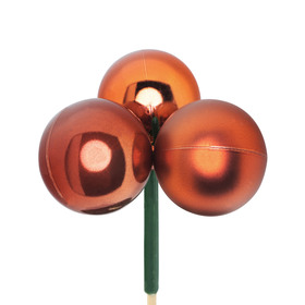 Christmas Balls Trio Mixed 4cm on 50cm stick copper