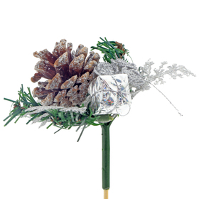 Christmas Roses 8cm on 50cm stick silver