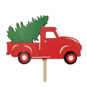 Wooden Deco Truck with Tree 8x5cm on 50cm stick