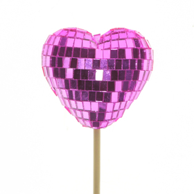 Heart Loveshine 5.5cm on 10cm stick pink