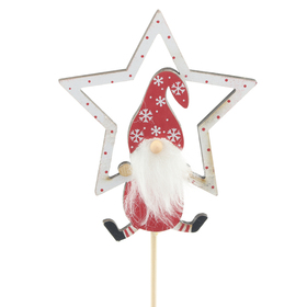 Gnome de Noël Finley 11cm sur pique 50cm FSC* rouge