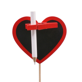 Kreidetafel Herz 8,5cm auf Stick 50cm FSC* rot