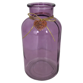 Glass vase Heart Charm 4x8in lavender