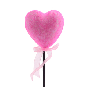 Heart Glitter 2.75in on 20in stick pink