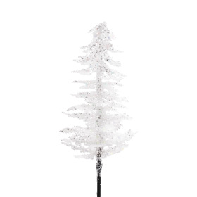 Christmas Tree Glitter 8cm on 50cm stick white