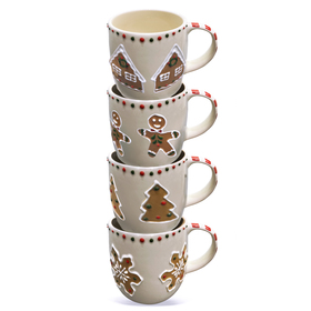 Keramik Gingerbread becher ES7 gemischt x4 in Tray