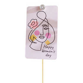 Happy Women's day 10cm auf 50cm Stick FSC* rosa