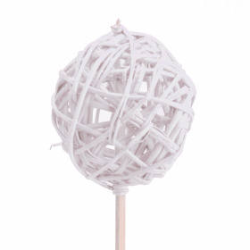 Rattan Ball 6cm auf 50cm Stick weiß