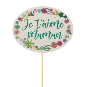 Je t'aime Maman 6.5cm on 50cm stick FSC*