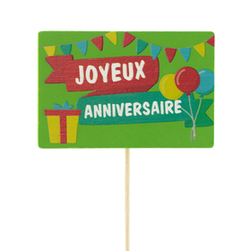 Joyeux Anniversaire 7.5x5cm auf 50cm Stick