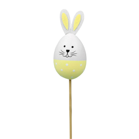 Egg Rabbit with dots 3x1.6in on 20in stick yellow