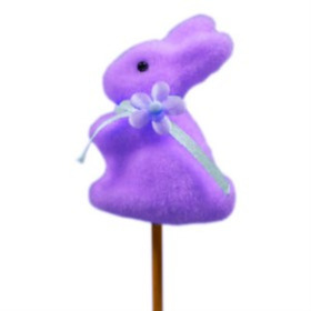 Easter Bunny with bow (white) on 50cm stick lavender
