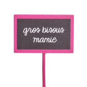 Gros Bisous Mamie 5.5x3.5cm on 15cm stick FSC*pink