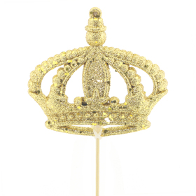 The Crown met glitter 12cm op 50cm stok goud