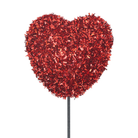 Heart Sparkle 7cm on 50cm stick red