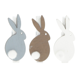 Rabbit Bo, Do & Co on clip 4cm FSC* assorted x3