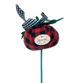 Pick Pumpkin 3in Blessed on 20in stick red/black 