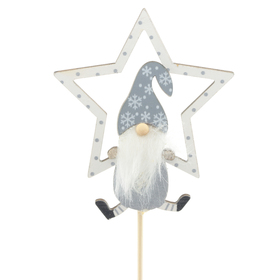 Christmas Gnome Finley 11cm on 50cm stick FSC* gray