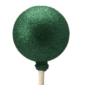 Christmas Ball Glitter 4cm on 50cm stick green