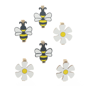 Clip Flowers & Bees 4.5cm FSC* assorted 2x3