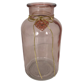 Glass vase Heart Charm 4x8in light pink