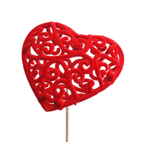 Herz Baroque 7cm auf 50cm Stick rot