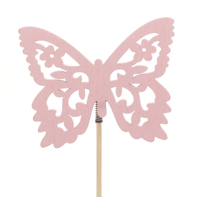 Vlinder Anna 7,5cm op 50cm stok FSC* roze