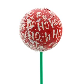 Xmas Ball Ho Ho 2.5in on 20in stick red