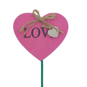 Heart Little Love 3x2.75in on 10.25in stick pink