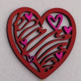 Captured Hearts 8cm on 50cm stick red/hot pink