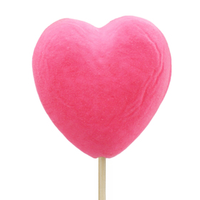 Coeur Velvet 8cm sur pique 50cm clair