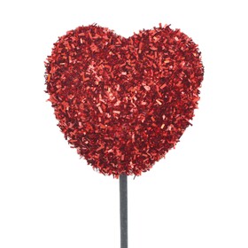 Heart sparkle 2.75in on 20in stick red