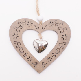 Heart Pendant 9cm FSC* natural