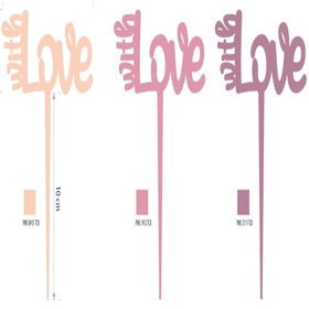 With Love 4x9cm on 6cm stick pink FSC*