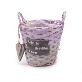 Pot/basket Beautiful Life 15cm purple/grey