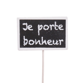 Je porte Bonheur 5x3cm on 15cm stick FSC* white