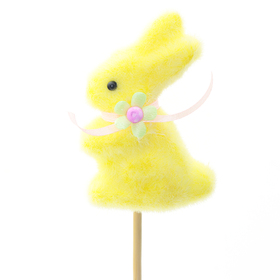 Bunny Bow 7cm on 50cm stick yellow