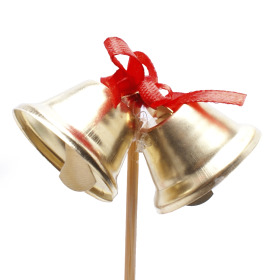 Christmas Bells Duo 3cm on 15cm stick gold