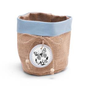 Jute tas Butterfly Ø16xH16cm blauw