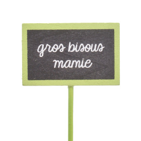Gros Bisous Mamie 7.5x5cm on 50cm stick FSC*green