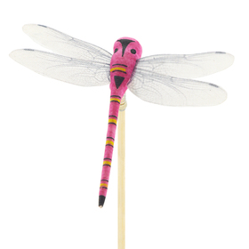 Dragonfly Lizzy 3.34in on 20in stick pink