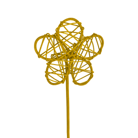 Rattan Flower 3.5in on 20in stick yellow