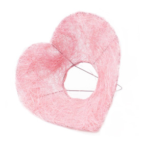 Bouquet holder Sisal Heart 25cm pink