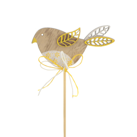 Vogel Kiki 8cm op 50cm stok FSC* geel