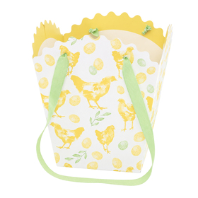 Carrybag Roosters & Chicks 17/17x12/12x20cm FSC* yellow