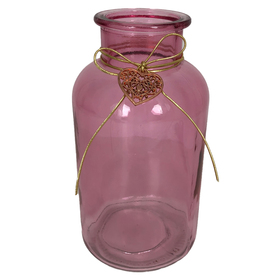 Glass vase Heart Charm 9.5x16cm rosado