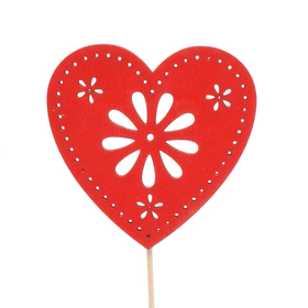 Heart Flower Art 6cm on 10cm stick FSC* red