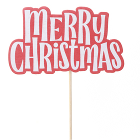 Merry Christmas 7x12cm on 41cm stick FSC* red